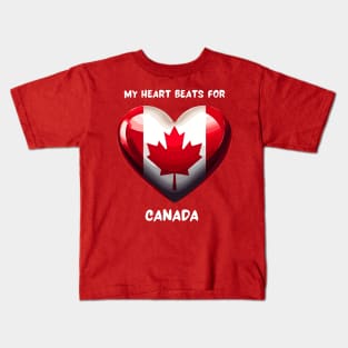 My Heart Beats For Canada Flag Kids T-Shirt